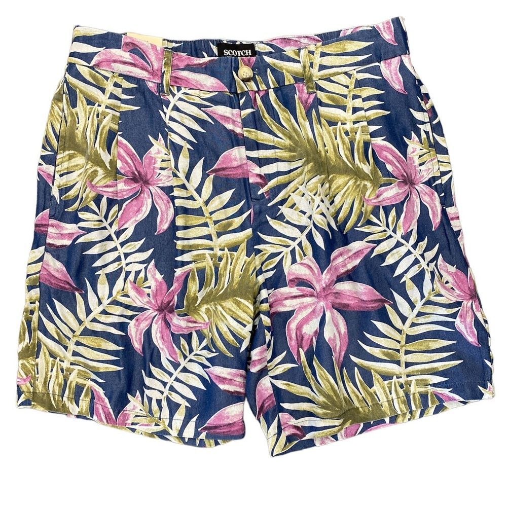 NWT Scotch & Soda Amsterdam Twilt Loose Fit Tropical Shorts Size 30 8” Inseam